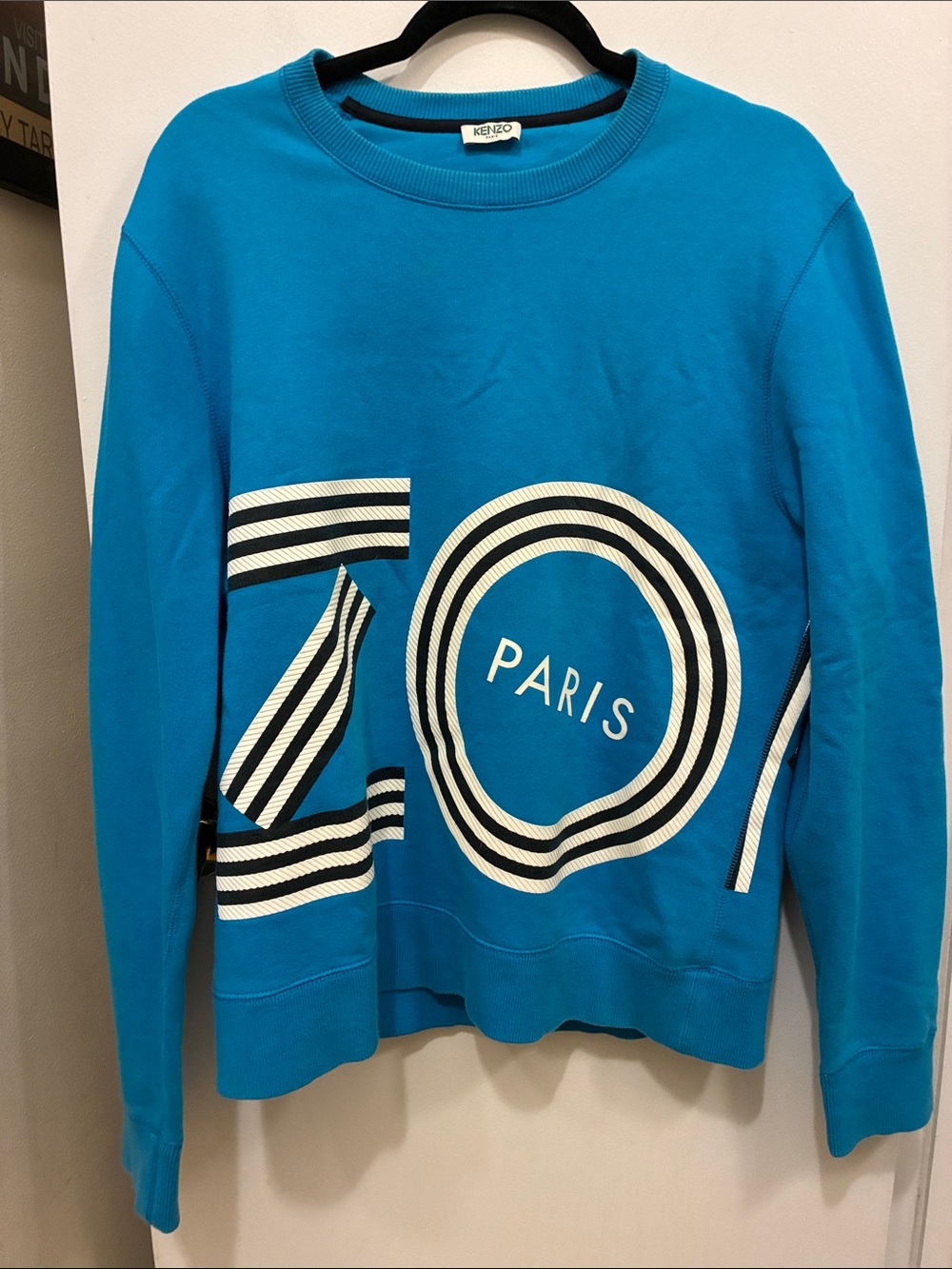 Kenzo Bright Blue Paris Logo Crewneck Sweatshirt 100% Cotton